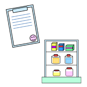 カルテ・薬棚の絵