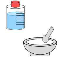 薬瓶とすり鉢の絵